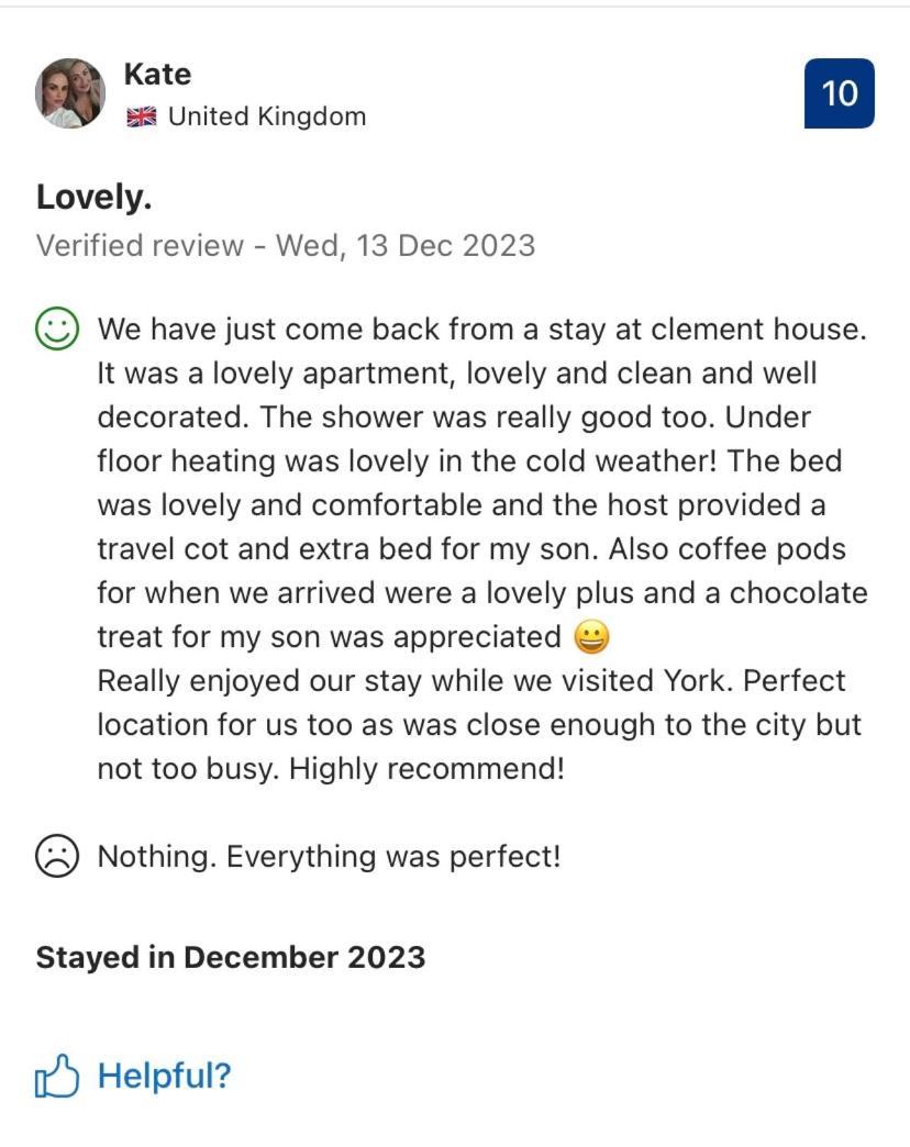 Apartment Clement House, York, Free Ev And Parking York
